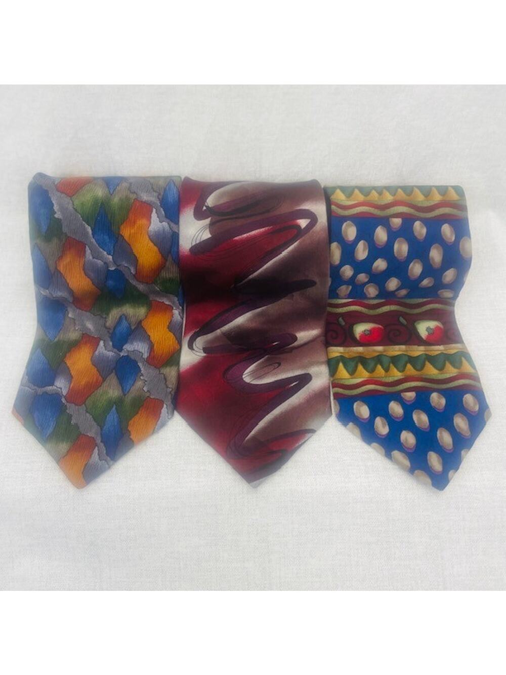 J. Garcia Multi Color 100% Silk Men's Neckties - Set of 3-57-59" - 3-1/2" Width